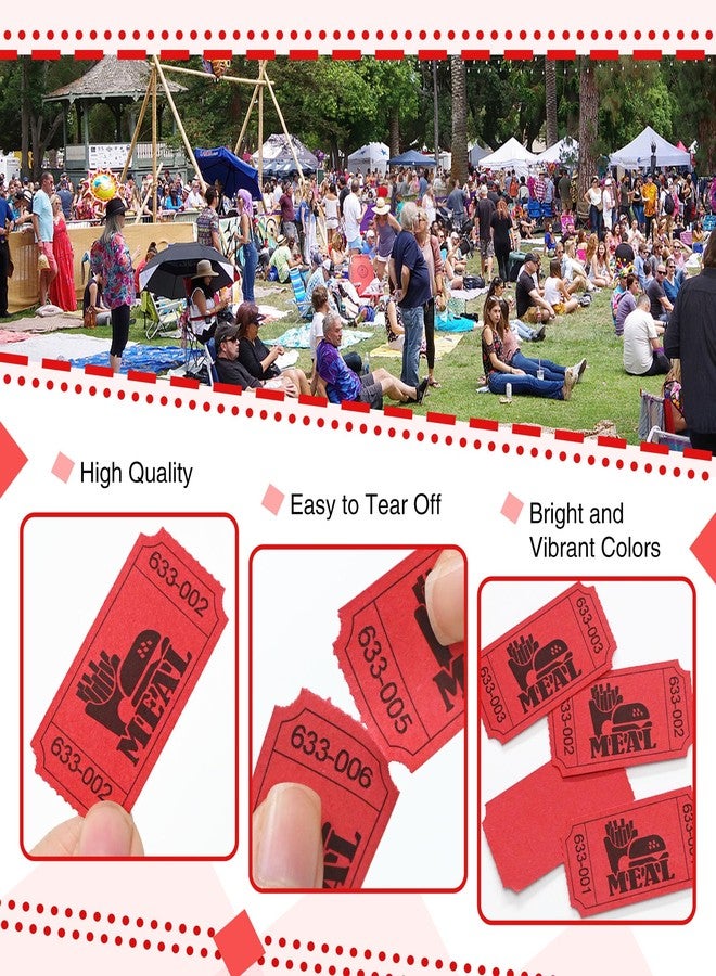 ESSENTIAL 1000 Raffle Tickets Rolls, Meal Tickets Single Roll for Events, Leisure, Movie Watching, Entertainment, Class Reward & Prizes - 5 Color Selection (Red) - Image 4
